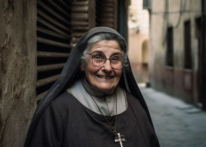 imagem gerada por inteligencia artificial exibindo uma freira idosa sorrindo1 Detecção de Inteligência Artificial em Tempos de Avanço Tecnológico