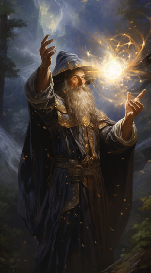 imagem de mago de luz, representando o lado bom do arquétipo do mago