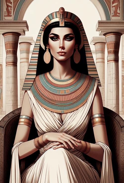 Artigo como ativar o arquétipo Cleópatra: ilustração frontal de representação da rainha Cleópatra
