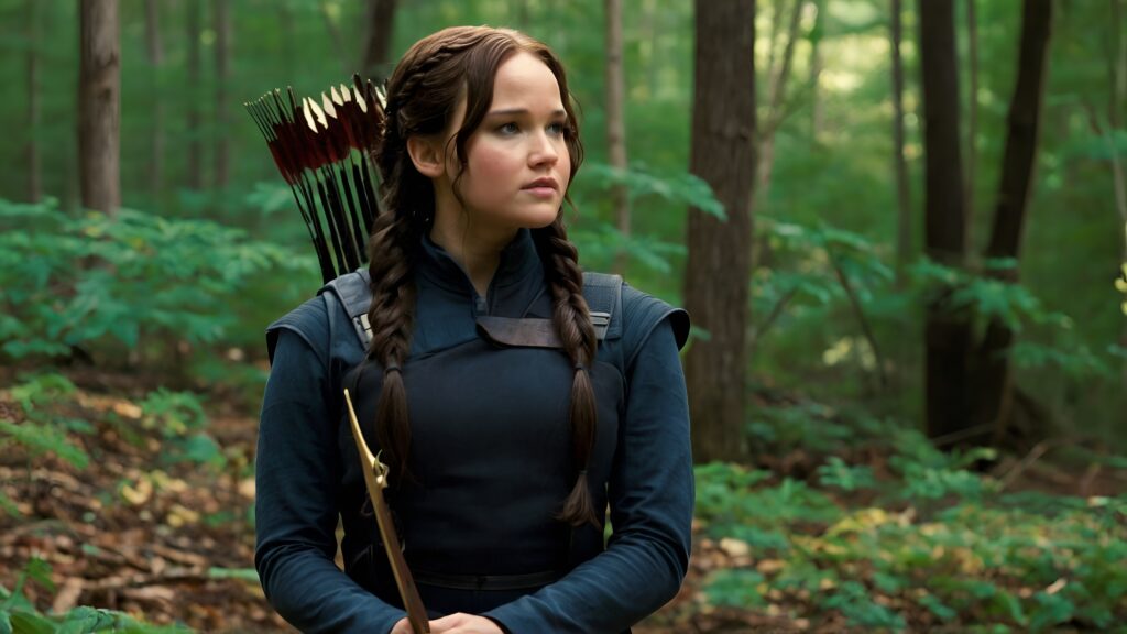 Personagem Katniss Everdeen de Jogos Vorazes; representação do arquétipo o Rebelde
