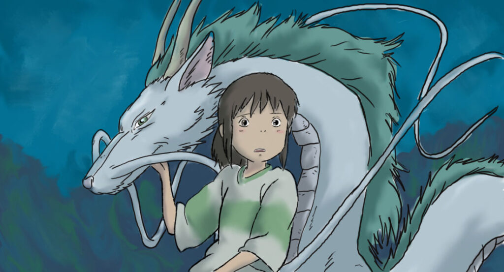 Ilustração de Haku, personagem do filme A Viagem de Chihiro: representação do arquétipo do Inocente.